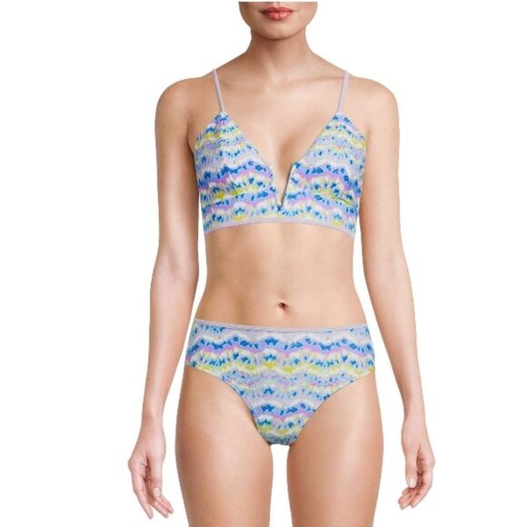 Women's Plus Size Wave Print Bikini Swimsuit Bathing Suit 1X - Picture 2 of 8